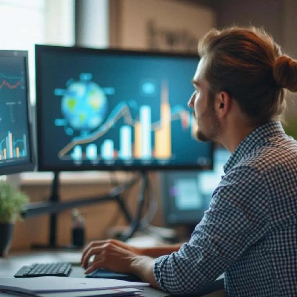 Consultores trabajando con gráficos